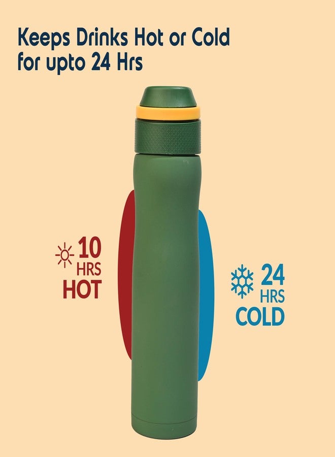 Headway by rabitat Oslo Thermos Water Bottle with Infuser Meridian Green 750 ml | 2 Years Brand Warranty | Triple Layer Vacuum Insulated Flask | Hot and Cold Steel Water Bottle | ISI Certified - Image 4